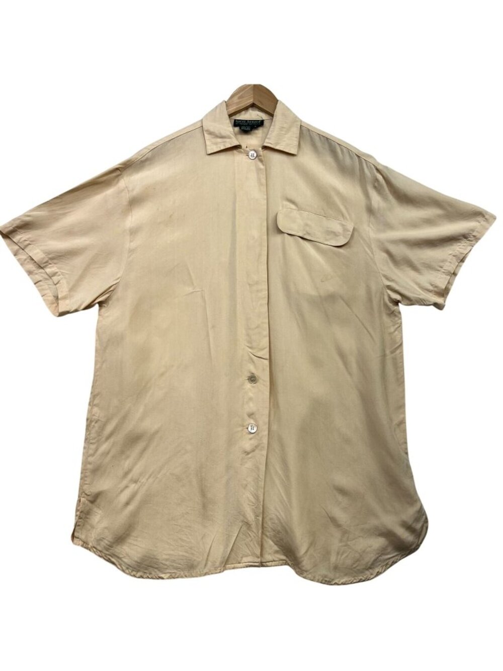 Harvé Benard By Benard Holtzman Womens Silk Short Sleeve Button-Up Shirt Size 4